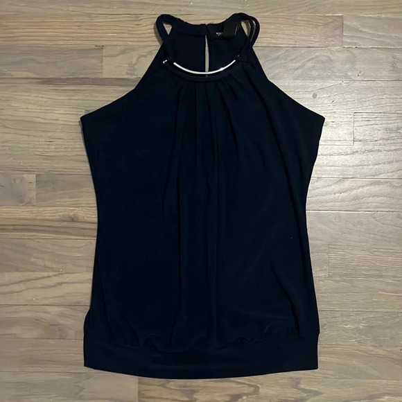 WHBM Navy tank. Metal neck and back buttons. Built in support (see last pic). S - Picture 1 of 6